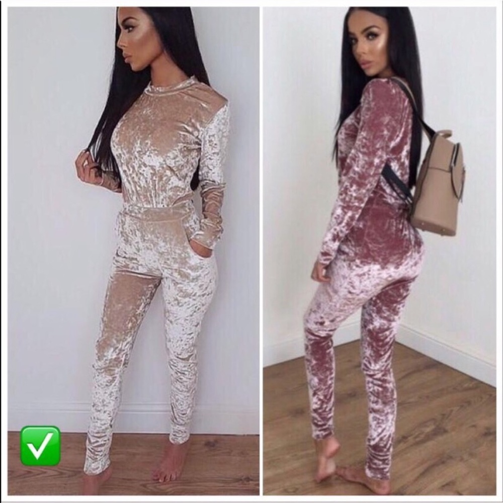Jumpsuit Velvet Allover Silver White